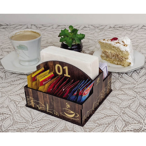 Conjunto 25 Porta Guardanapos e Sachês MDF Café para Padaria Restaurante 1 ao 25 Numerados