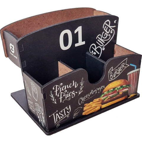 10 Porta Guardanapos e Sachês de Mesa em MDF Personalizados Burger para Lanchonete Zanline