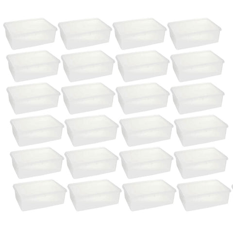 Kit 24 Caixas Organizadoras 3,5L Plasvale Cestos Plásticos com Tampa Retangulares