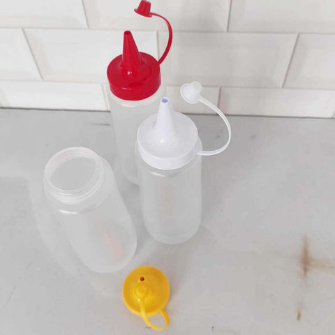 10 Frascos Plásticos para Molhos 250ml Tubo Bisnaga de Maionese Ketchup Transparente Plasvale