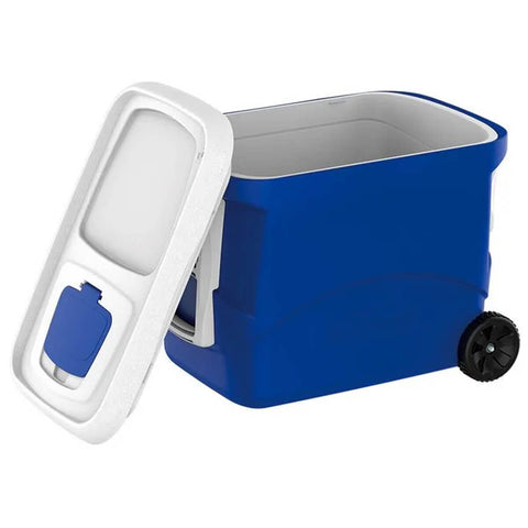 Caixa Térmica 50L Cooler para Bebidas com Rodinhas Alça e Tampa Acesso Rápido Soprano Azul