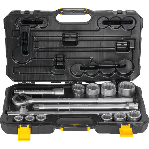 Kit Soquetes Estriados 14pçs Encaixe 3/4 22mm a 50mm Vonder Jogo de Pito