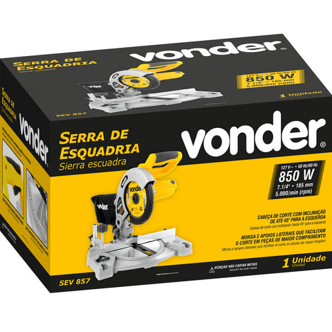 Serra de Esquadria Vonder 71/4' 850W 127v SEV 857 com Coletor de Pó Profissional