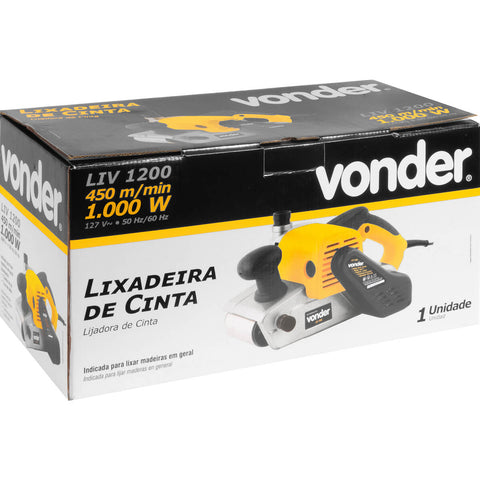 Lixadeira de Cinta para Madeira 1000W 127V LIV 1200 Vonder Cabo Emborrachado