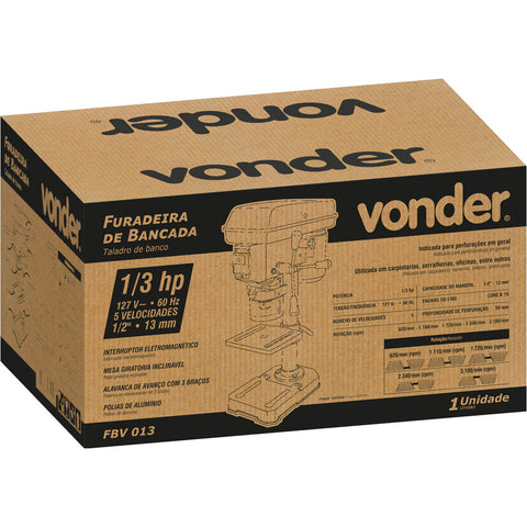 Furadeira de Bancada Industrial 13mm 127V Vonder FBV013 com 5 Velocidades