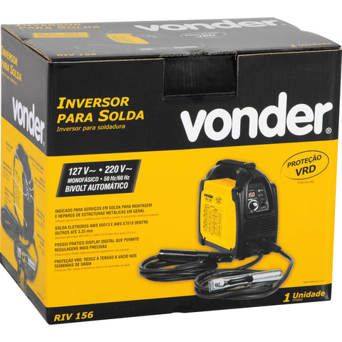 Inversor Para Solda Digital Bivolt Vonder RIV 156 com Eletrodo TIG 150A Display Monofásico Seleção Automática