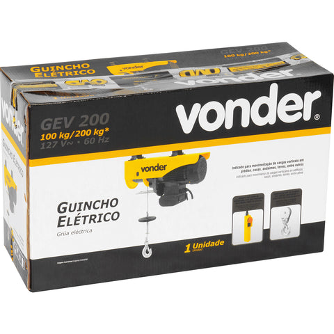 Guincho Elétrico 127V para 100/200kg GEV 200 Vonder Elevação Cargas Verticais