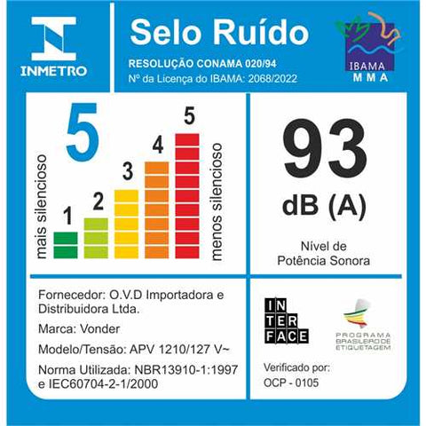Aspirador de pó APV 1210 127 V~ VONDER