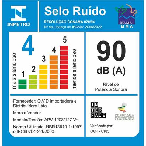 Aspirador de pó APV 1203 127 V~ VONDER