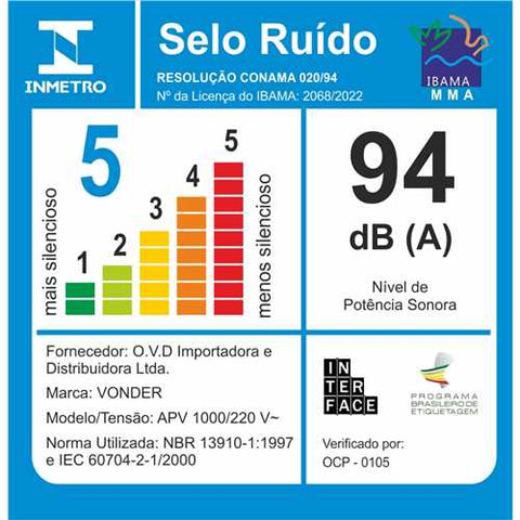 Aspirador de pó APV 1000 220 V~ VONDER