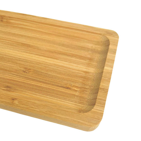 Petisqueira Bandeja Retangular de Bambu 28x11cm Prato Salgados Porta Petisco Hire Lyor Multiuso