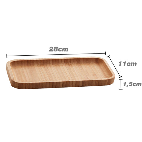 Petisqueira Bandeja Retangular de Bambu 28x11cm Prato Salgados Porta Petisco Hire Lyor Multiuso