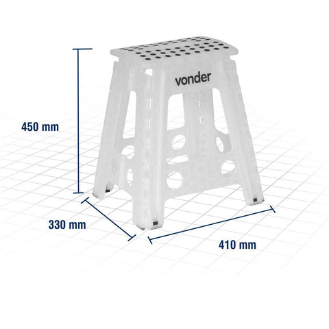 Banqueta plástica dobrável transparente altura 450 mm VONDER