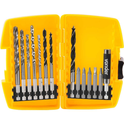 Jogo combinado brocas e bits com 14 peças VONDER