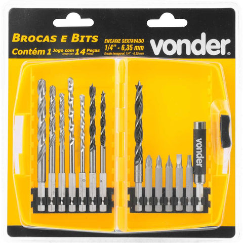 Jogo combinado brocas e bits com 14 peças VONDER