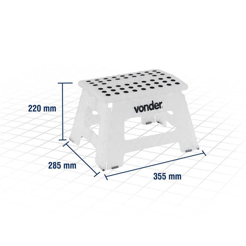 Banqueta plástica dobrável transparente altura 220 mm VONDER