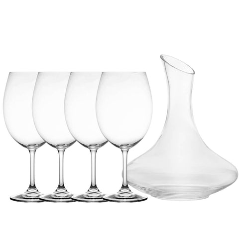 Decanter de Vinho Vidro 1,5L e 4 Taças de Cristal Bohemia Sommelier 580ml para Degustação