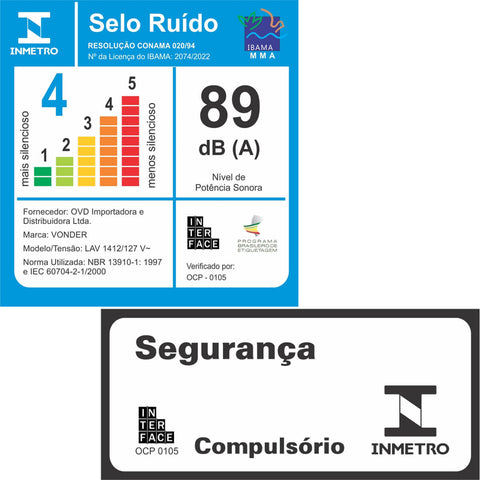 Lavadora Alta Pressão e Aspirador 2 em 1 LAV1412 127V Vonder 1400W e 1200W