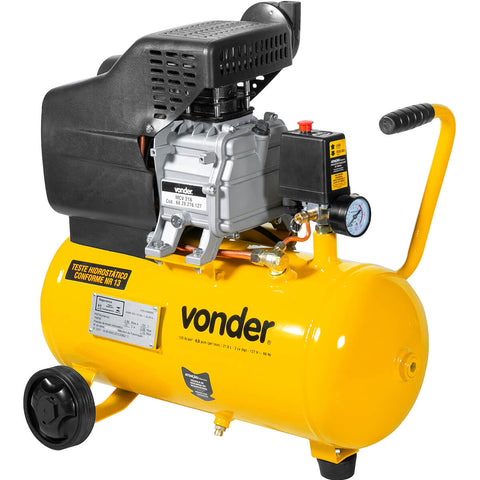 Motocompressor de Ar 80pcm 216L 127V MCV216 Vonder com Rodas de Plástico Manômetro