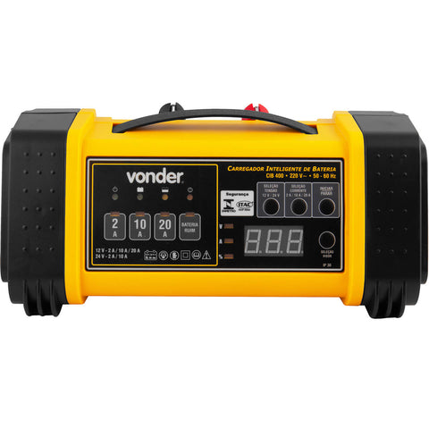 Carregador Inteligente de Bateria 220V Vonder CIB 400 Digital 60 Hz Cordão 1,5m 400Ah