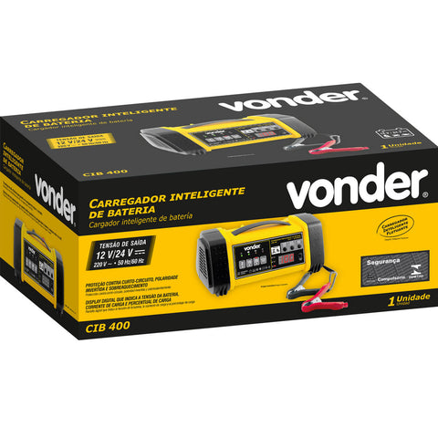 Carregador Inteligente de Bateria 220V Vonder CIB 400 Digital 60 Hz Cordão 1,5m 400Ah