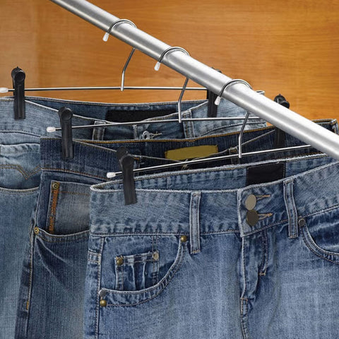 Conjunto 60 Cabides Aramados com Prendedores para Saia e Calça Passerini Cromado