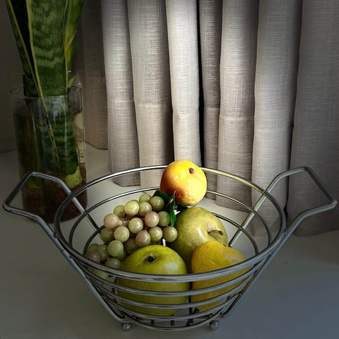 Fruteira Aramada para Cozinha Mesa e Bancada Cromada Redonda Pequena Legumeira