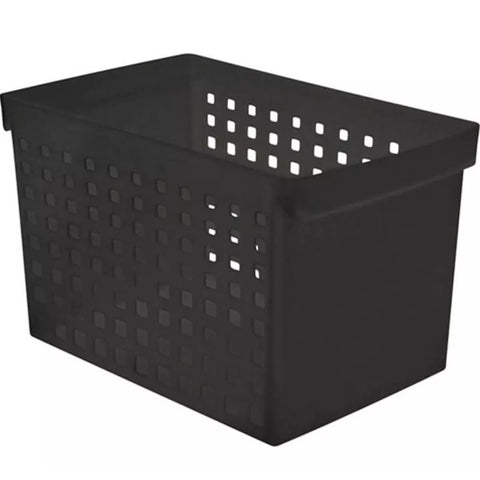 Caixa Arquivo Preto Largo para Pastas Suspensas Office Ordene com Furação 27x42cm