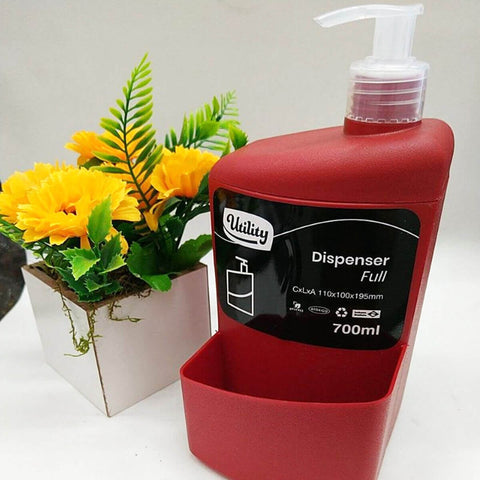 Kit Organizador Pia de Cozinha Escorredor de Louça e Porta Detergente 700ml Utility Vermelho