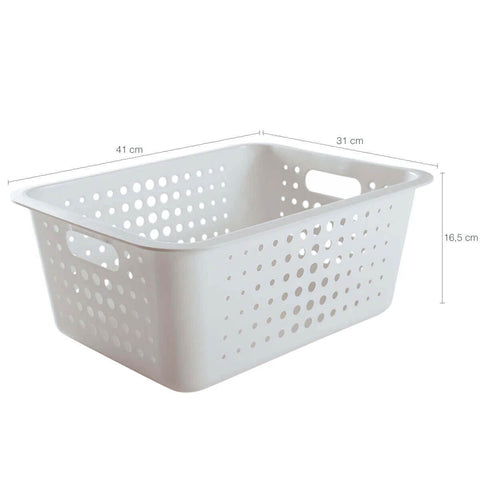 2 Caixas Organizadoras 14,5L Ou Cesto Plástico Branco Grande Lavanderia Closet Brinquedos