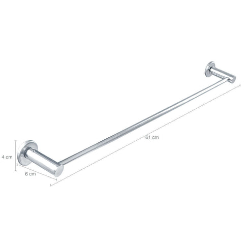 Kit Banheiro Inox Toalheiro de Banho e Rosto e Papeleira Organizadores
