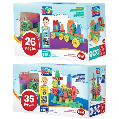 Brinquedo Infantil Blocos de Montar 61 Peças Educativos Dismat Imagiblocos Colorido