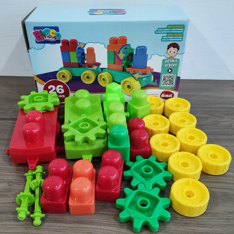 Brinquedo Infantil Blocos de Montar 61 Peças Educativos Dismat Imagiblocos Colorido