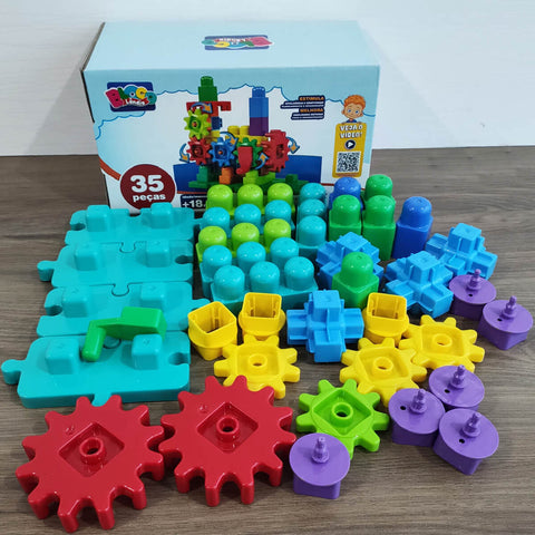 Brinquedo Infantil Blocos de Montar 61 Peças Educativos Dismat Imagiblocos Colorido