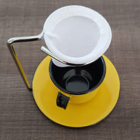 Kit Mini Coador de Café Cromado com Filtro e Lata Coffee com Tampa Hermética 1,5L Grafite