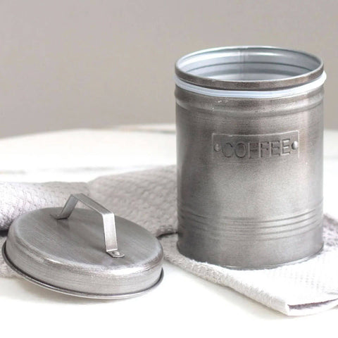 Kit Mini Coador de Café Cromado com Filtro e Lata Coffee com Tampa Hermética 1,5L Grafite