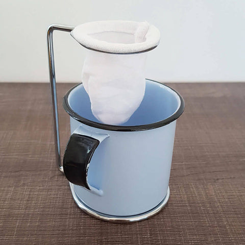 Kit Mini Coador de Café Cromado com Filtro e Lata Coffee com Tampa Hermética 1,5L Grafite