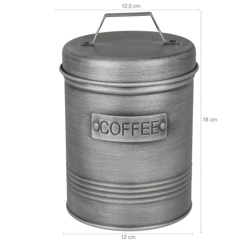 Kit Mini Coador de Café Cromado com Filtro e Lata Coffee com Tampa Hermética 1,5L Grafite