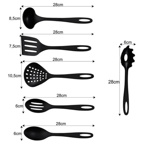 Kit Frigideira Antiaderente 700ml e Jogo de Utensílios 6 Peças Utily em Nylon Superflon Ultra Cristal MTA Cereja