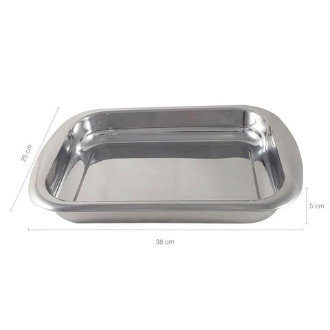 Conjunto 2 Travessas Retangulares em Aço Inox 38x25x5cm Servir Buffet Brinox