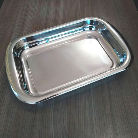 4 Travessas Inox Grande 38x25x5cm Refratário Assadeira Servir Buffet Restaurante