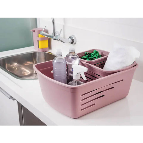 Kit 2 Caixas Organizadoras com Tampa Empilháveis Cesto Plástico Soprano Rosa