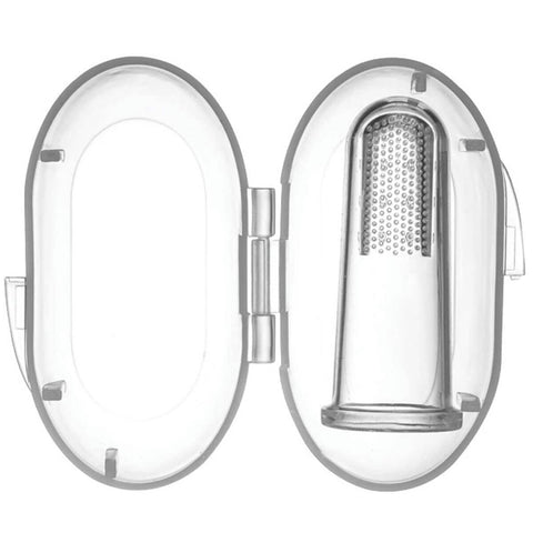 Kit 6 Colheres Coloridas e Massageador de Gengiva Bebê Encaixe Dedo com Case Transparente Buba Introdução Alimentar