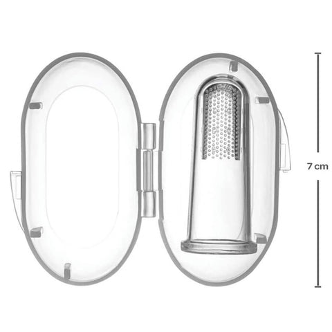 Kit 6 Colheres Coloridas e Massageador de Gengiva Bebê Encaixe Dedo com Case Transparente Buba Introdução Alimentar