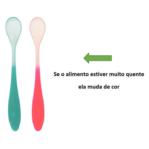 Kit Introdução Alimentar Buba Babador Impermeável e 2 Colheres Termossensíveis Coloridas