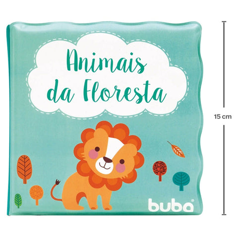 Banheira Adoleta Bebê Azul 22 Litros com Livrinho de Banho Animais da Floresta Impermeável Colorido Buba