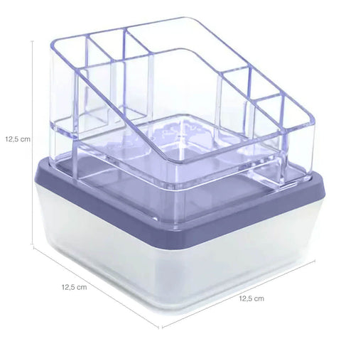 Kit 3 Organizadores de Cosméticos Dello com 6 Divisórias Caixa Organizadora Mini com Tampa