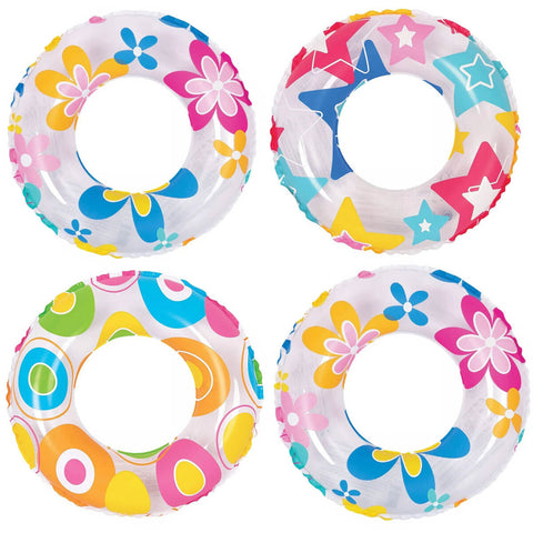 Conjunto 4 Boias Infantis para Piscina 60cm em PVC Sortidas Coloridas Acompanha Kit Reparo