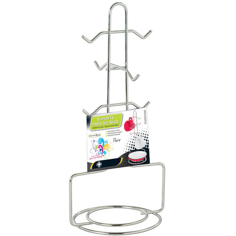 Conjunto Porta Xícaras Pires e Suporte Porta 50 Cápsulas Café Nespresso aramado Bancada Cromado