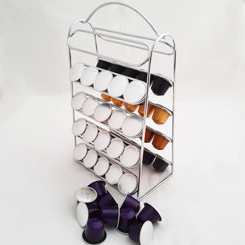 Conjunto Porta Xícaras Pires e Suporte Porta 50 Cápsulas Café Nespresso aramado Bancada Cromado